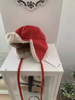 Polka Dot Fleece-Lined Hat - Makw Official Site