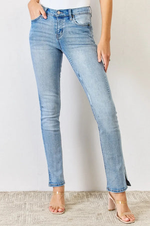 Kancan Full Size Mid Rise Y2K Slit Bootcut Jeans - Makw Official Site