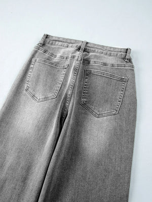 High Waist Wide Leg Washed Jeans - Makw Official Site