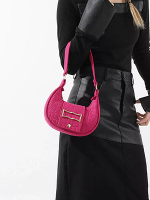 Crocodile Embossed Flap Shoulder Bag - Makw Official Site