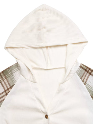 Plaid V-Neck Button Front Sweatshirt - Makw Official Site