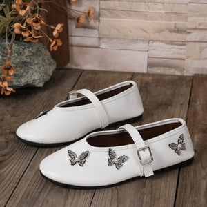 Butterfly Embellished Mary Jane Loafers - Makw Official Site