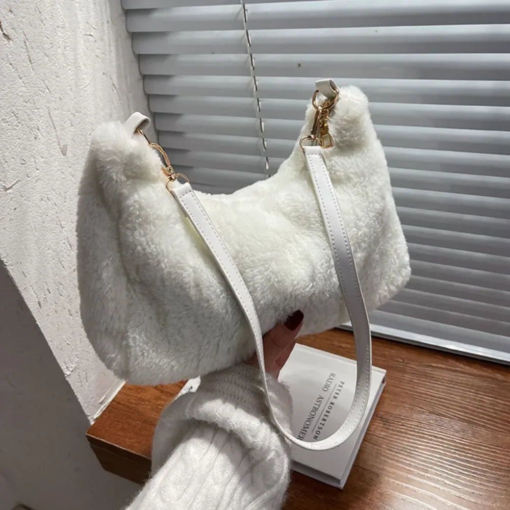 Faux Fur Removable Strap Shoulder Bag - Makw Official Site