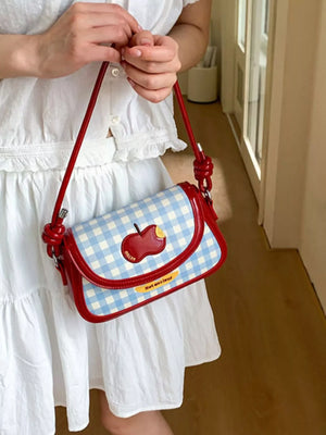 Apple Gingham Shoulder Bag - Makw Official Site