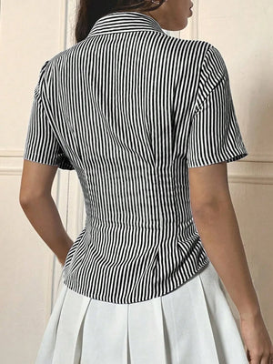 Gingham Short Sleeve Button-Up Shirt - Makw Official Site