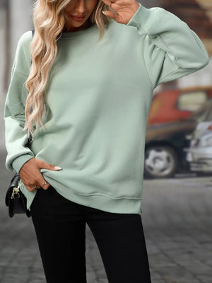 Casual Solid Color Long Sleeve Sweatshirt - Makw Official Site