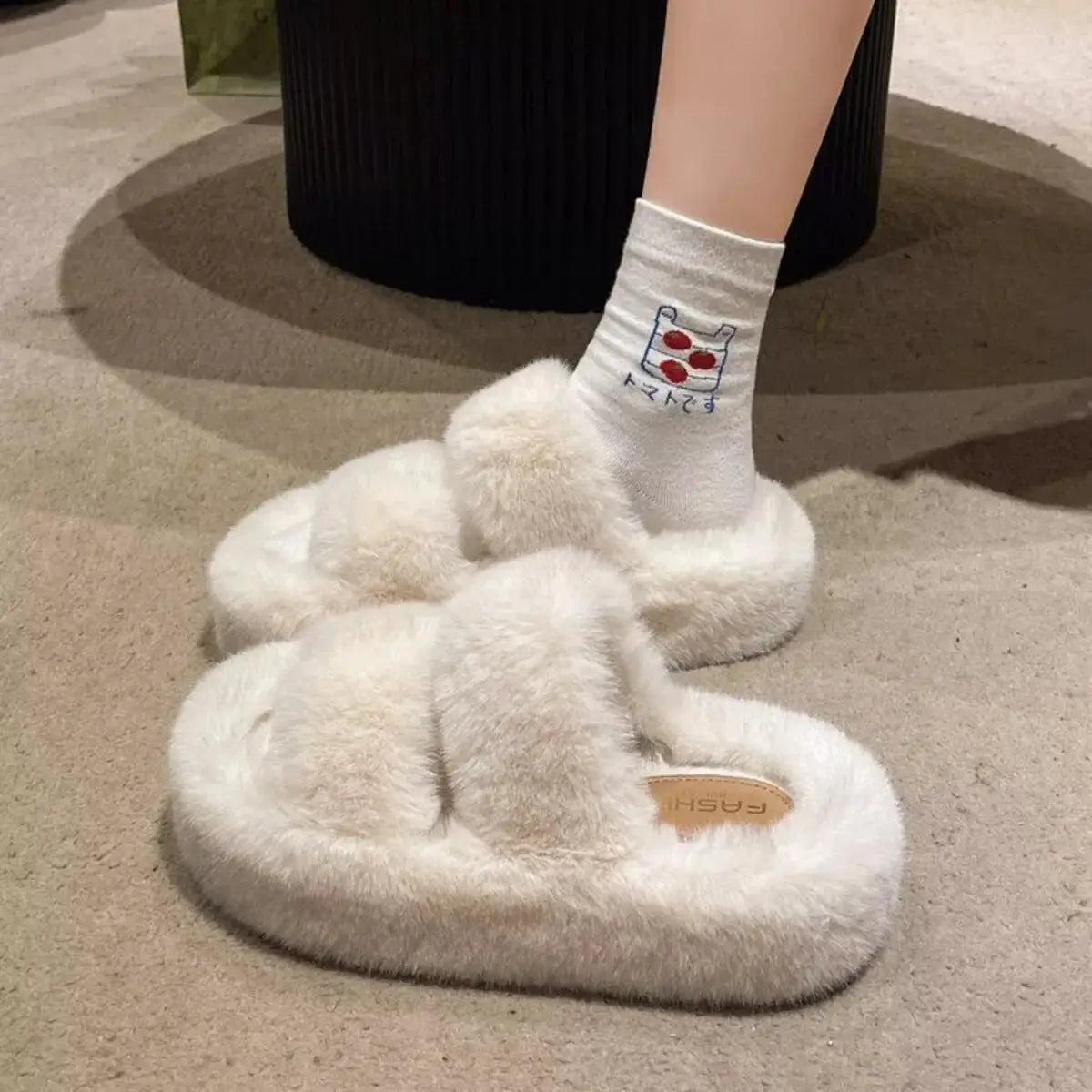 Fuzzy Open Toe Slippers - Makw Official Site
