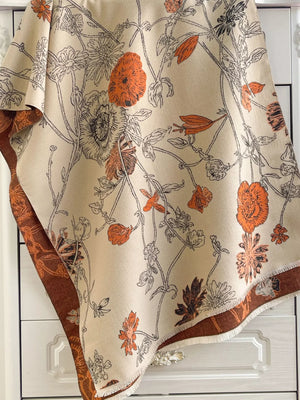 Floral Print Reversible Scarf - Makw Official Site