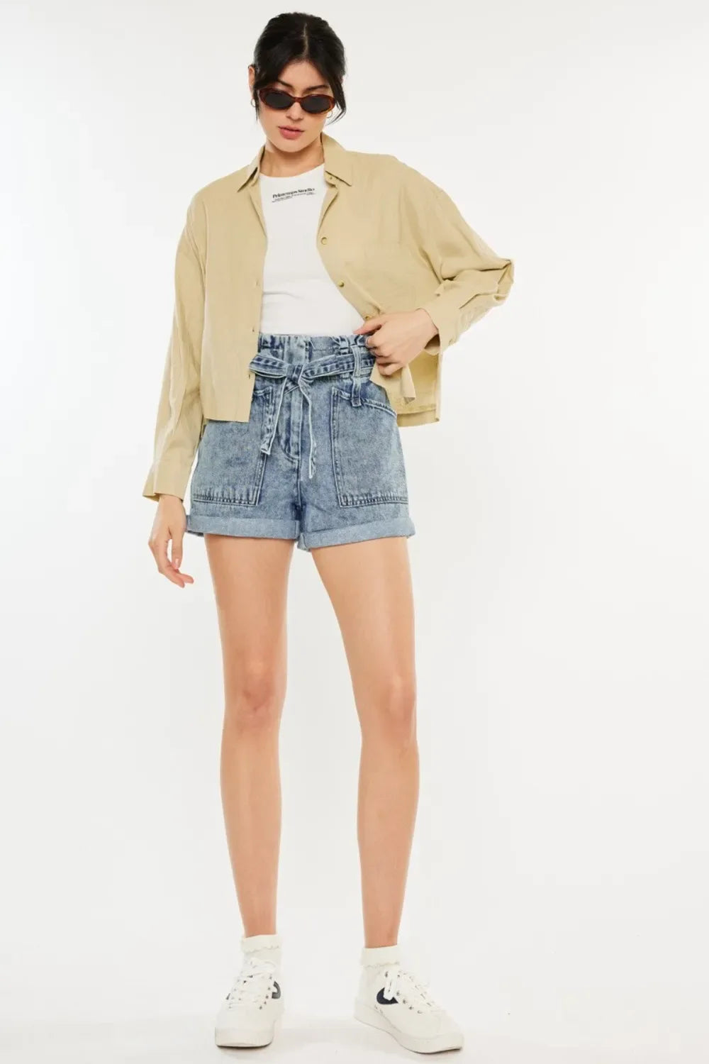 Kancan Ultra High Rise Paperbag Denim Shorts - Makw Official Site