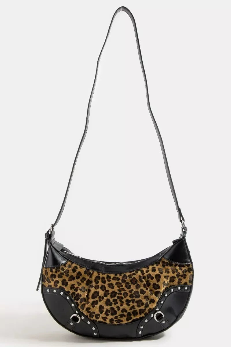 Fame Leopard Print Half Moon Shoulder Bag - Makw Official Site