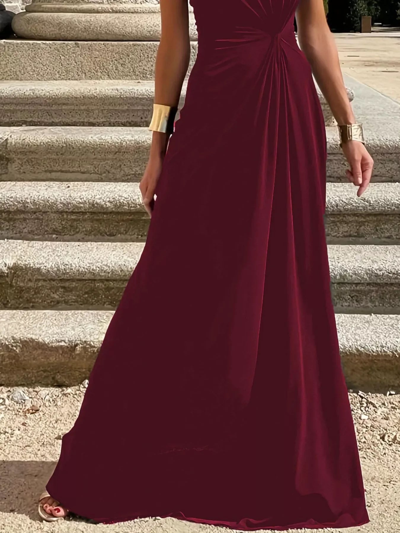 Twisted Round Neck Sleeveless Maxi Dress - Makw Official Site