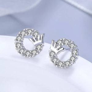 Crown Circle Stud Earrings - Makw Official Site