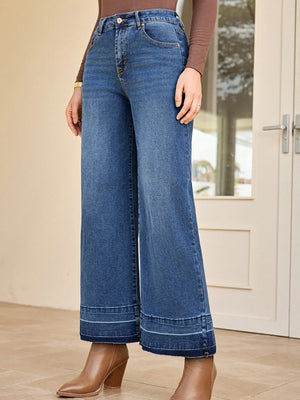 High Waist Wide Leg Washed Jeans - Makw Official Site