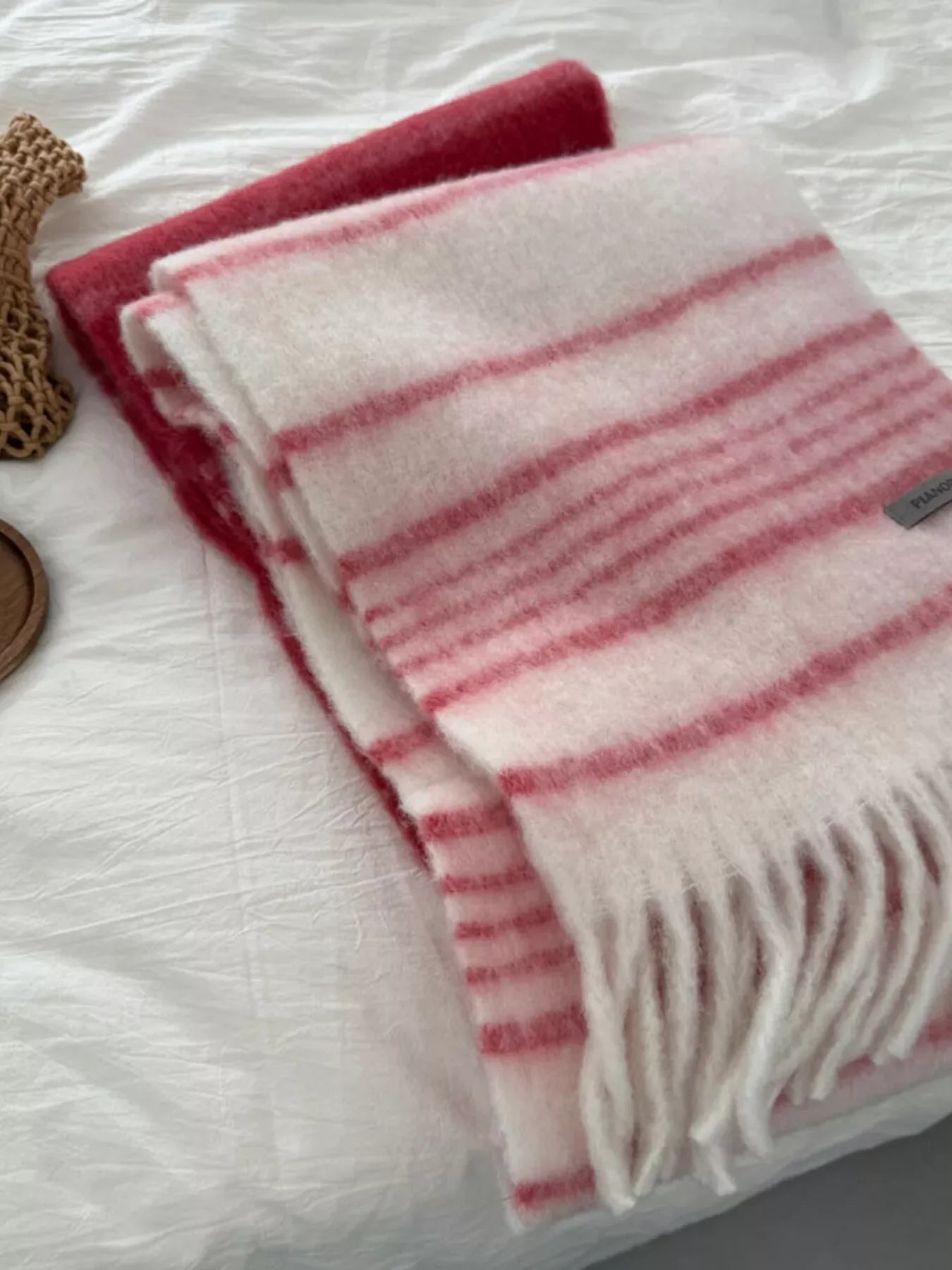 Cozy Striped Fringe Hem Scarf - Makw Official Site