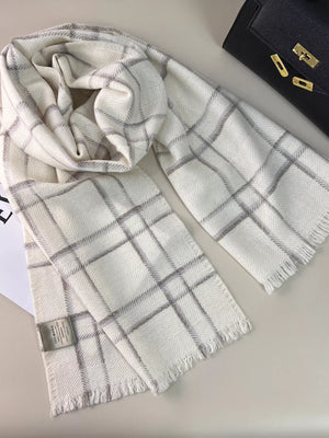 100% Wool Raw Hem Plaid Scarf - Makw Official Site
