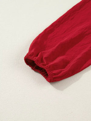 Contrast Embroidered Detail Cinched Waist Tiered Long Sleeve Maxi Dress - Makw Official Site