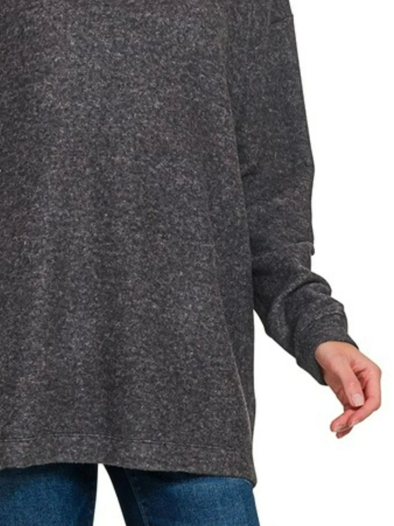 Zenana Hooded Brushed Melange Hacci Sweater - Makw Official Site