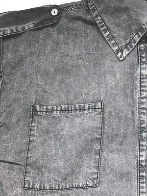 Collared Neck Cap Sleeve Denim Top - Makw Official Site