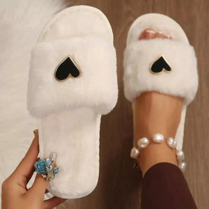 Heart Open Toe Flats Slippers - Makw Official Site