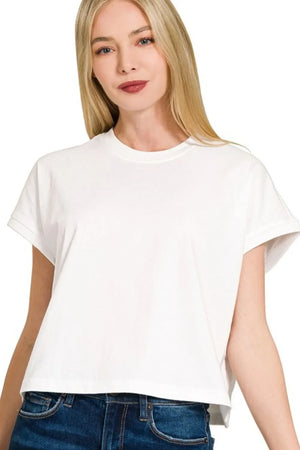 Zenana Premium Cotton Relaxed Crop Tee - Makw Official Site