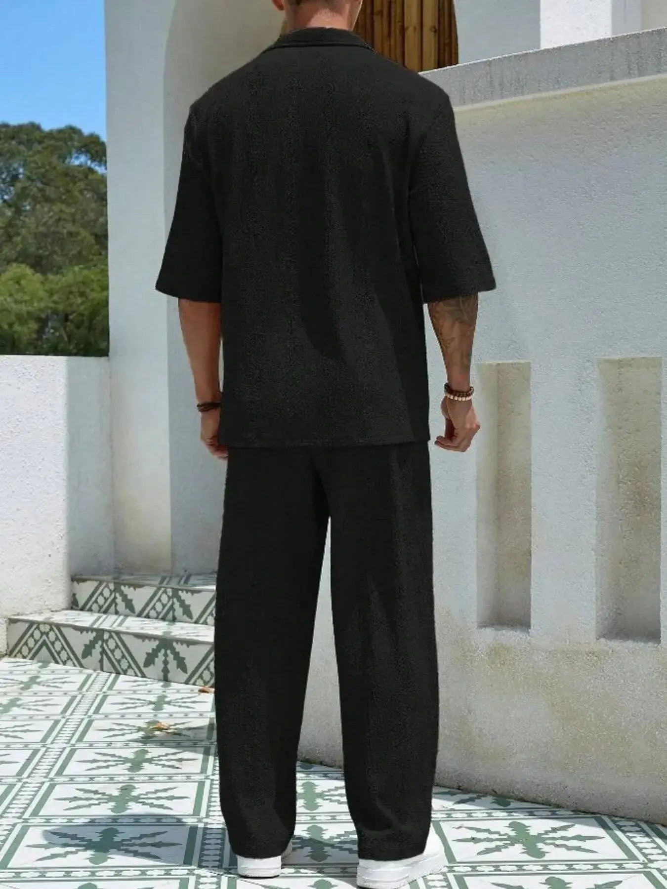 Men's Plus Size Half Sleeve Top and Pants Set - Makw Official Site