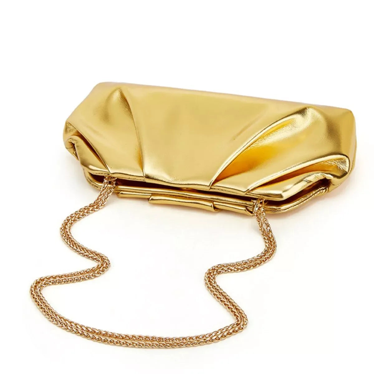 Ruched Shoulder Bag with Chain Strap - Makw Official Site