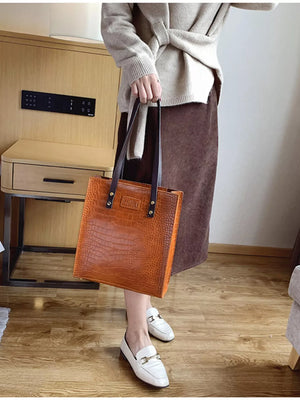 Leather Tote Shoulder Bag - Makw Official Site