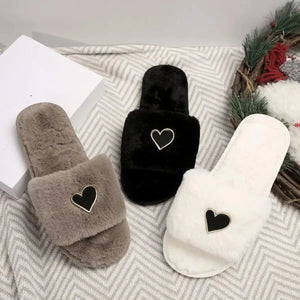 Heart Open Toe Flats Slippers - Makw Official Site