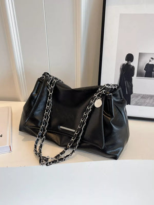 Chain Accent Flap Shoulder Bag - Makw Official Site