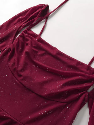 Glitter Slit Maxi Dress - Makw Official Site