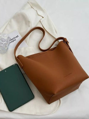 Minimalist PU Leather Shoulder Bag - Makw Official Site