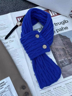 Button-Accent Knitted Winter Scarf - Makw Official Site