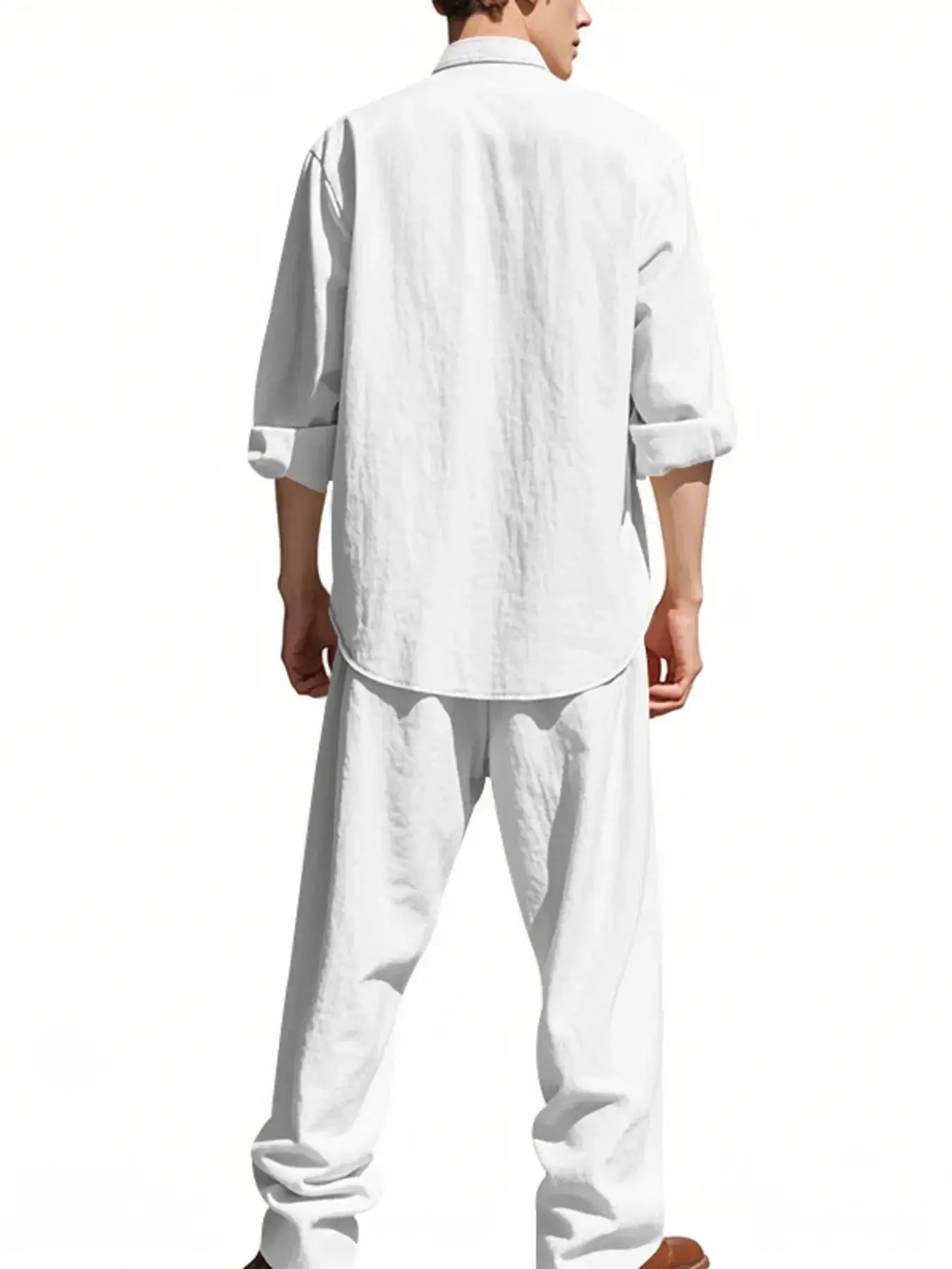 Men's Full Size Button Up Shirt and Pants Set Plus Size - Makw Official Site
