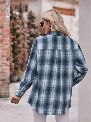Plaid Button-Down Long Sleeve Shirt - Makw Official Site