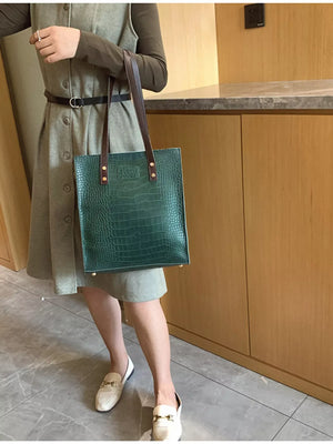 Leather Tote Shoulder Bag - Makw Official Site