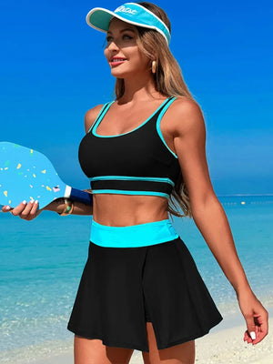 Scoop Neck Top and Skort Swim Set - Makw Official Site