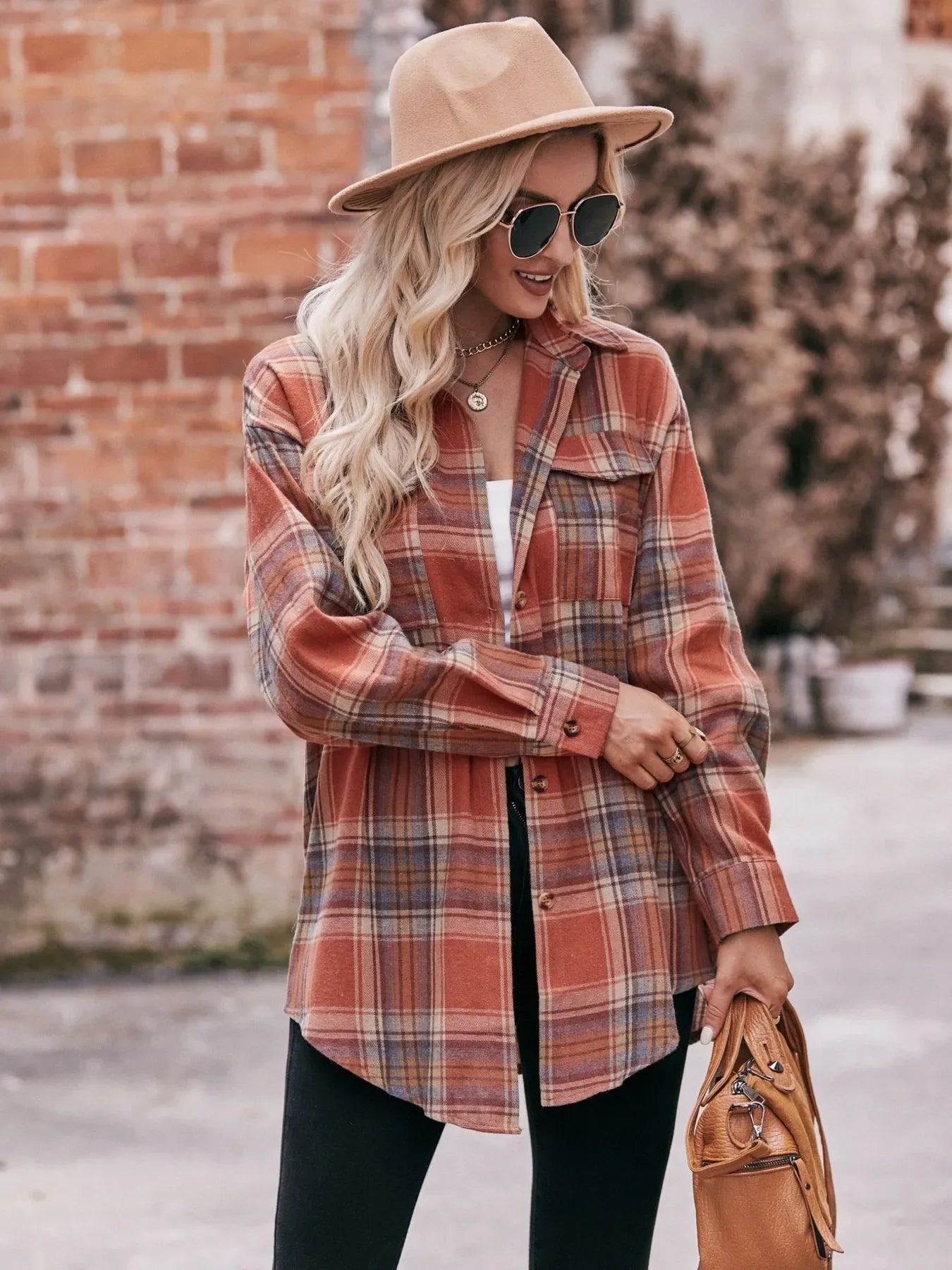 Plaid Button-Down Long Sleeve Shirt - Makw Official Site