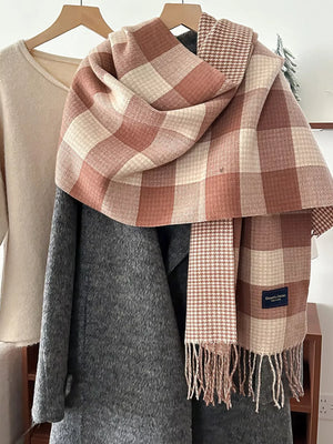 Plaid Tassel Winter Scarf - Makw Official Site