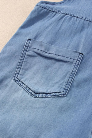 Square Neck Denim Overalls with Pockets - Makw Official Site