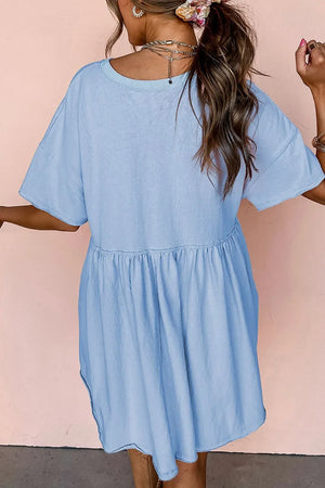 Round Neck Half Sleeve Mini Tee Dress - Makw Official Site