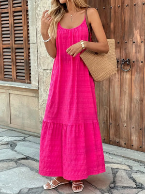 Scoop Neck Tiered Maxi Cami Dress - Makw Official Site