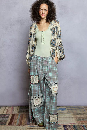 POL Open Front Floral Crochet Cardigan - Makw Official Site