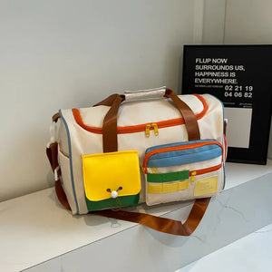 Color Block Multi-Pockets Travel Bag - Makw Official Site