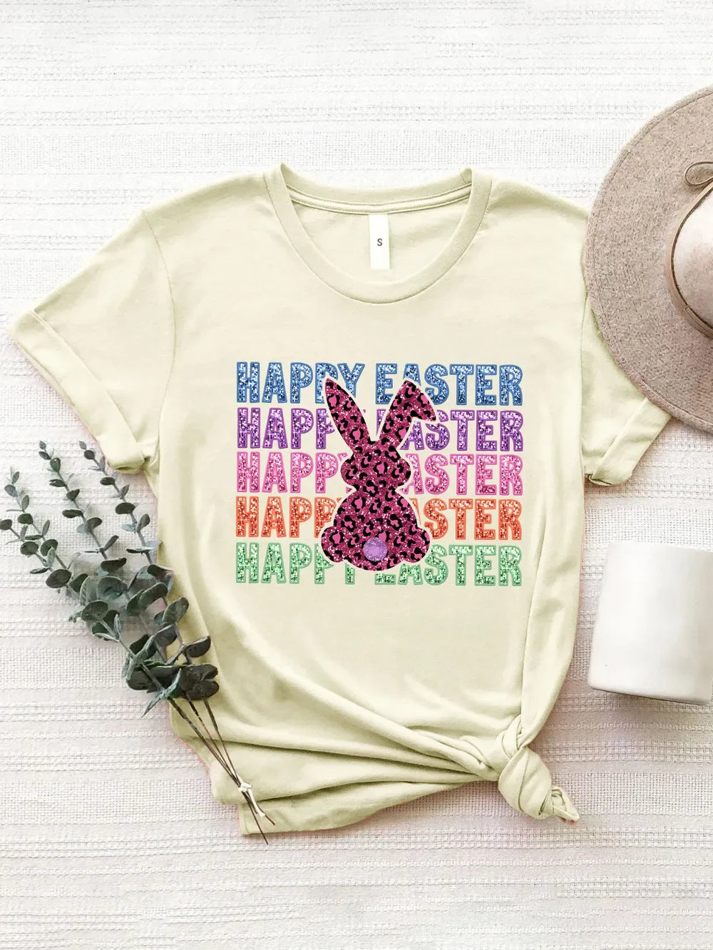 HAPPY EASTER Round Neck Short Sleeve T-Shirt - Makw Official Site