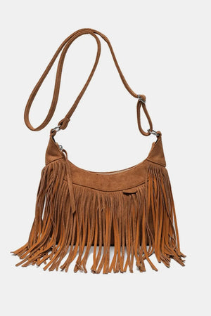 Suede Fringe Adjustable Strap Shoulder Bag - Makw Official Site