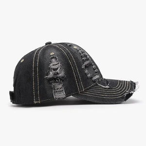 Distressed Adjustable Cotton Baseball Cap - Makw Official Site