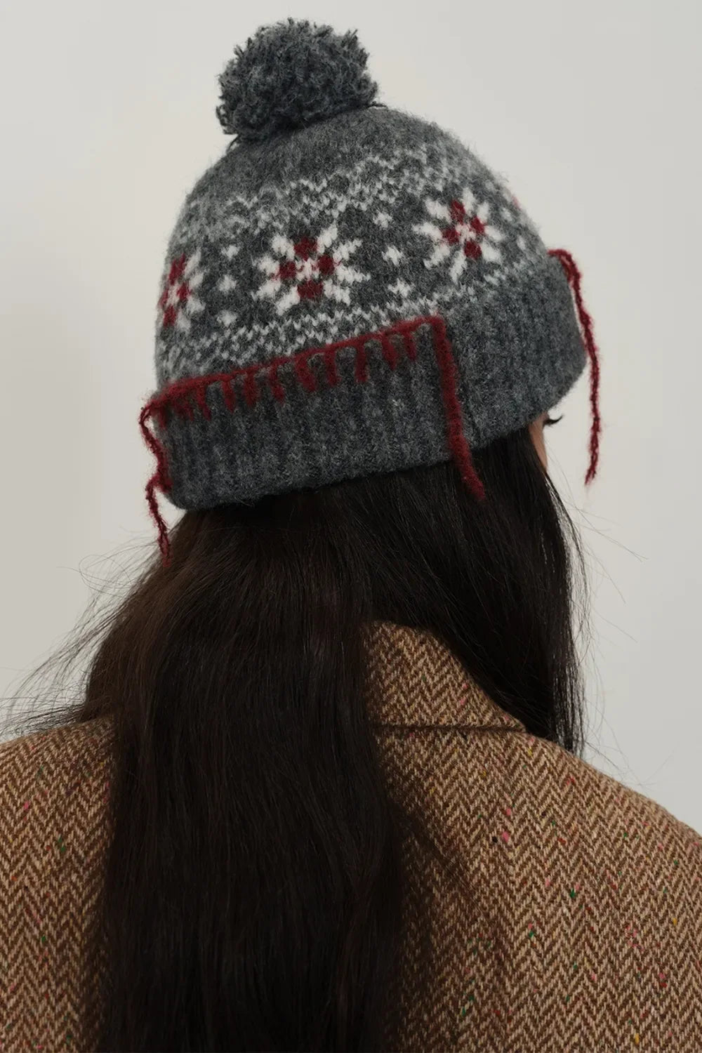 Seam Trim Geometric Knit Hat - Makw Official Site
