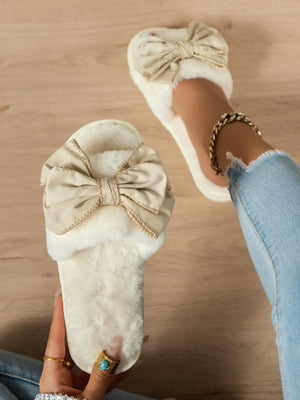 Bow Open Toe Slippers - Makw Official Site