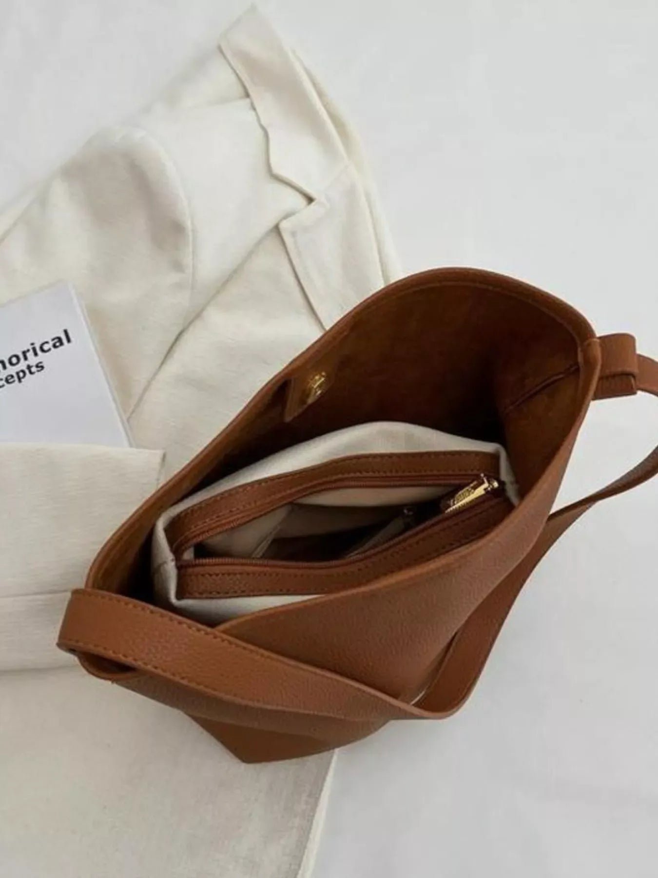 Minimalist PU Leather Shoulder Bag - Makw Official Site