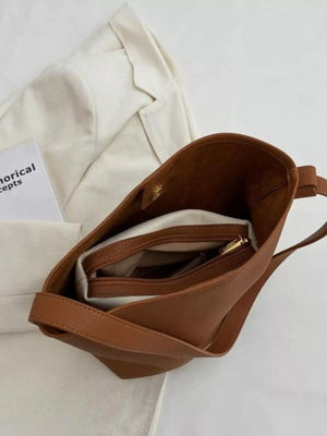 Minimalist PU Leather Shoulder Bag - Makw Official Site